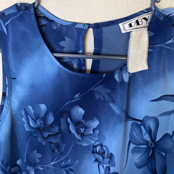 Vintage Blue Floral Maxi Dress - Picture 4 of 7